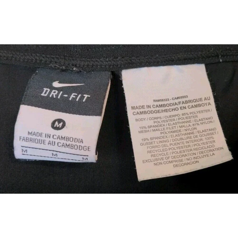 Nike Dri-Fit Running Athletic Leggings Womens M Black Side Zip Pocket Pull On